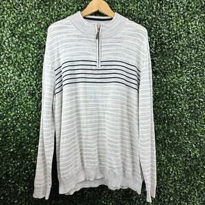 Club Room Men’s Quarter Zip Striped‎ Sweater Size XXL 2XL